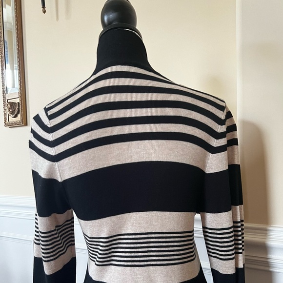 Black & Heather Taupe Open Front-Wide Shawl Collar, Sweater/Cardigan Coat. - Picture 11 of 16